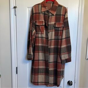 Plaid Long Sleeve Shirt Jacket